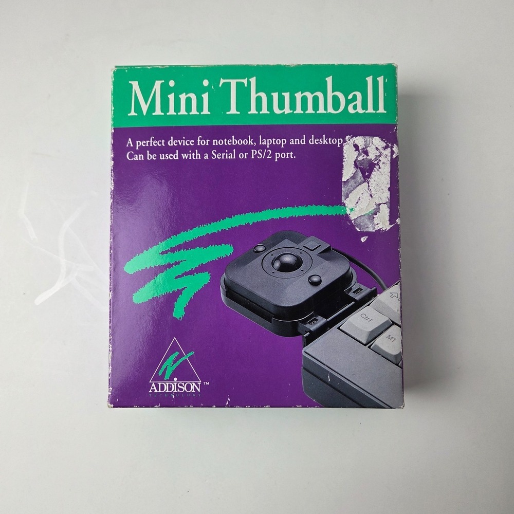 Vintage Mini‎ Thumball HTF Mouse Addison Technology w/Box